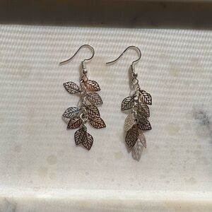 Elegant Leaf Dangle Earrings in Silver and Gold